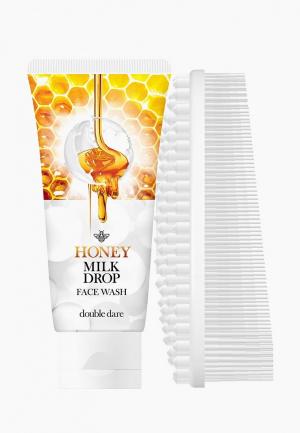 Набор для ухода за лицом Double Dare Honey Milk Drop очищающее молочко лица + I.M. BUDDY массажная силиконовая щетка, белая. Цвет: белый