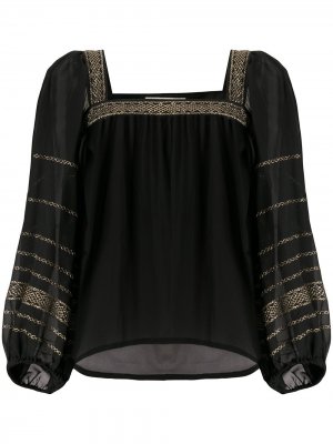 Блузка-туника 1970-х годов с вышивкой Yves Saint Laurent Pre-Owned. Цвет: черный