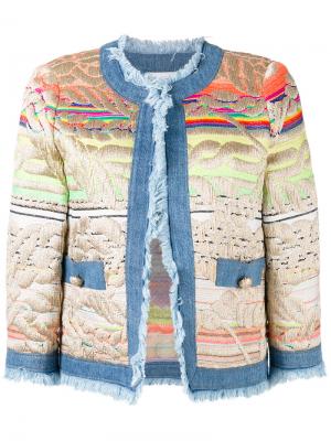 Пиджак с вышивкой и джинсовой отделкой Giada Benincasa. Цвет: многоцветный