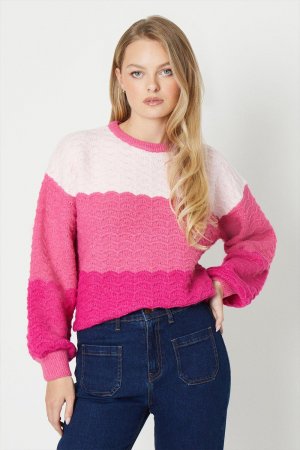 Джемпер с цветными блоками и вышивкой Pointelle , розовый Oasis
