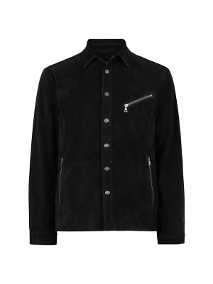 Замшевая куртка-рубашка Snap , черный John Varvatos