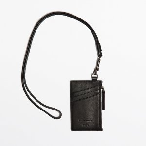 Визитница Leather With Neck Strap - Studio, черный Massimo Dutti