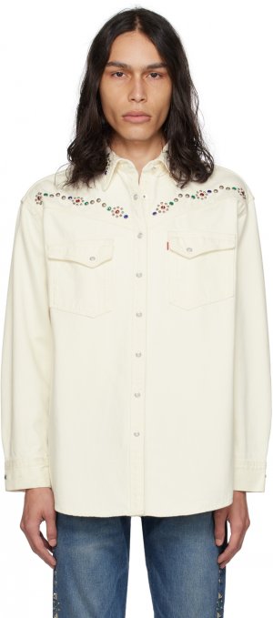 Эксклюзивная белая джинсовая куртка SSENSE Anna Sui