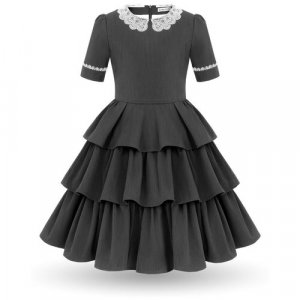 Школьное платье , размер 128-134, белый, серый Alisia Fiori. Цвет: серый/белый/серый-белый
