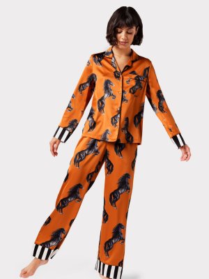 Длинная пижама из переработанных материалов с принтом Horse, оранжевый/разноцветный Chelsea Peers