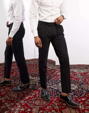 Черные узкие костюмные брюки из ткани премиум-класса Camden с эластичной тканью Noak. Цвет: черный