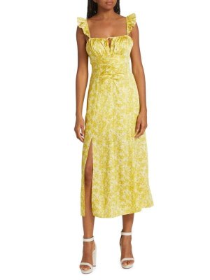 Платье макси milicent с цветочным принтом Yellow Cinq à Sept