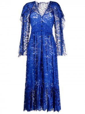 Длинное платье из цветочного кружева коллаборации с Koché Emilio Pucci. Цвет: синий
