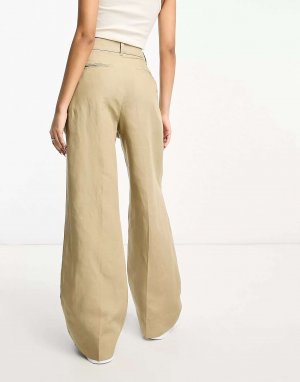 Бежевые льняные костюмные брюки Petra AllSaints. Цвет: бежевый