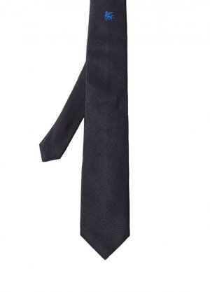 Темно-синий шелковый галстук с логотипом Etro