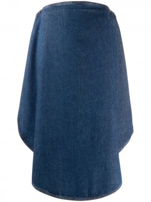 Джинсовая юбка с закругленным спереди подолом MM6 Maison Margiela. Цвет: синий