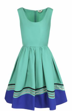 Приталенное мини-платье без рукавов с пышной юбкой Fendi. Цвет: зеленый