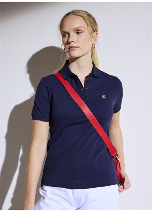 Темно-синяя женская футболка с воротником-поло Brooks Brothers
