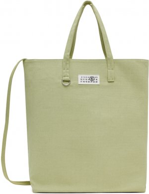 Зеленая большая сумка-тоут для покупок из плотной ткани Mm6 Maison Margiela