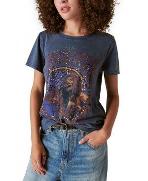 Женская хлопковая футболка Janis Joplin с заклепками , синий Lucky Brand