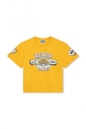 Kenzo kids Хлопковая детская футболка, желтый