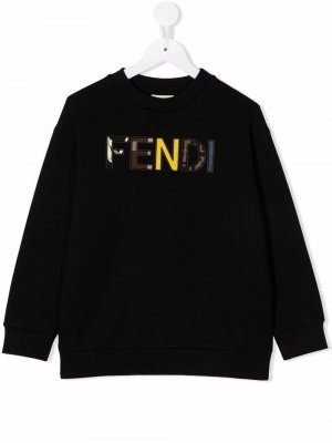 Толстовка с логотипом Fendi Kids. Цвет: черный