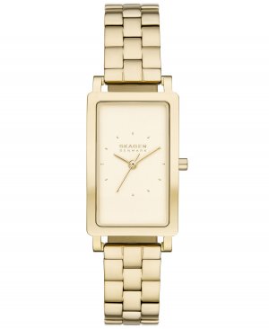 Женские кварцевые часы Hagen с тремя стрелками из нержавеющей стали золотистого цвета, 22 мм , золотой Skagen