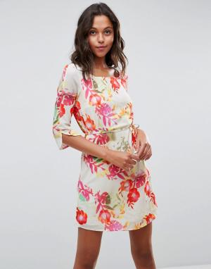 Платье с цветочным принтом и ремнем -Мульти Lavand
