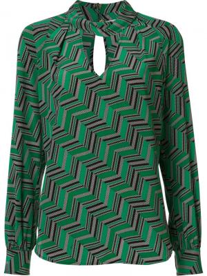 Блузка с геометрическим узором Trina Turk. Цвет: зелёный