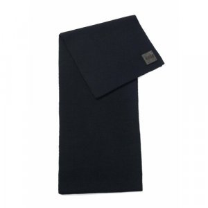 Шейный платок , шерсть, вязаный, 160х26 см, черный BOSS. Цвет: черный