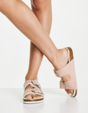 Розовые сандалии с подкладкой из искусственного меха -Розовый цвет New Look