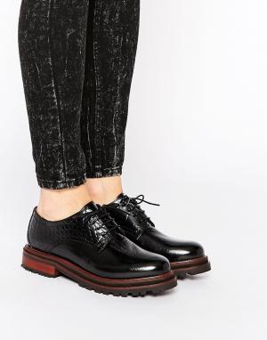 Кожаные туфли на шнуровке и плоской подошве H by Hudson Hollin London. Цвет: черный