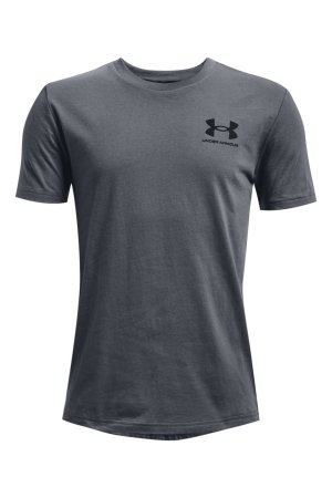Молодёжная футболка спортивного стиля для мальчиков с логотипом на левой груди , серый Under Armour
