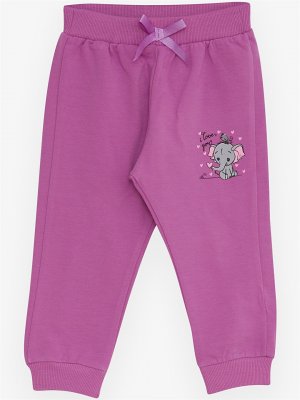 Спортивные штаны для маленьких девочек с принтом и эластичной резинкой на талии , светло-фиолетовый Breeze