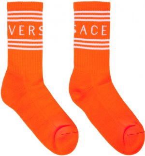 Оранжевые носки с винтажным логотипом 90-х Versace