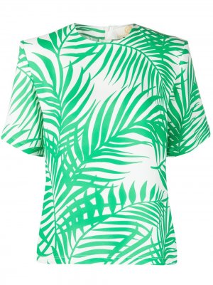 Креповая блузка с принтом Sara Battaglia. Цвет: зеленый