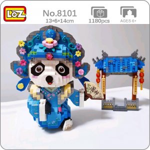 8101 древняя китайская опера панда актер вентилятор ворота кукла животное DIY мини алмазные блоки кирпичи строительные игрушки для детей без коробки LOZ