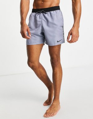 Серые волейбольные шорты длиной 5 дюймов с лентой логотипом Digi Swoosh-Серый Nike Swimming