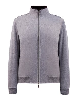 Шерстяная куртка в стиле бомбера с мехом ягненка CANALI. Цвет: серый