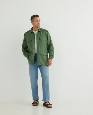 Классическая однотонная мужская рубашка в стиле сафари с 4 карманами больших размеров , зеленый Mirto