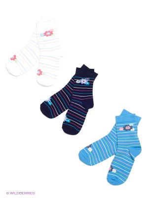 Носки детские, 3 пары БРЕСТСКИЕ. Цвет: голубой, молочный, темно-синий
