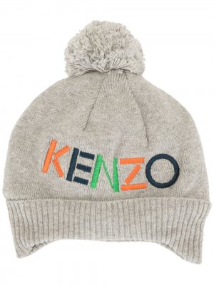 Шапка бини с вышитым логотипом Kenzo Kids. Цвет: 24 grey chine