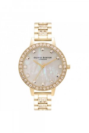Модные аналоговые кварцевые часы Treasure из нержавеющей стали - Ob16Mop33 , белый Olivia Burton