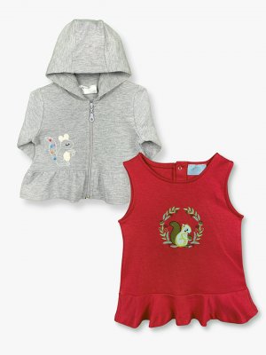 Платье для маленьких девочек с круглым вырезом и вышивкой, комплект из 2 штук LUGGİ BABY, красный Baby