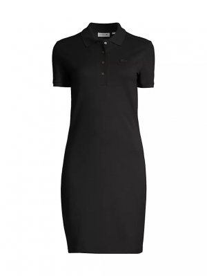 Мини-платье из хлопка пике с короткими рукавами , черный Lacoste
