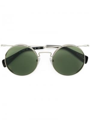 Круглые солнцезащитные очки с затемненными линзами Yohji Yamamoto. Цвет: зелёный