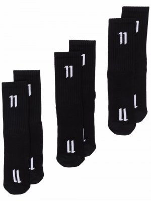 Комплект из трех пар носков с логотипом Boris Bidjan Saberi. Цвет: черный