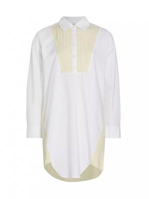 Гибридное платье-рубашка из шерсти и кашемира Naadam, белый NAADAM