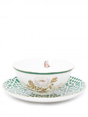 Набор посуды Peony and Butterfly Set 2 из трех предметов Shanghai Tang. Цвет: зеленый