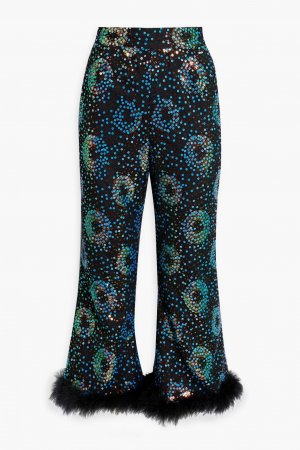 Укороченные брюки прямого кроя из тюля с украшением , черный Anna Sui