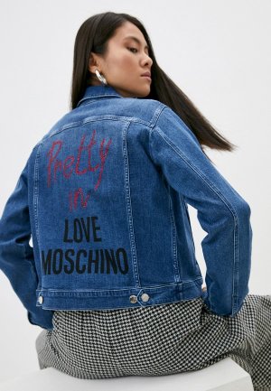 Куртка джинсовая Love Moschino. Цвет: синий