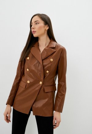 Куртка кожаная D&F. Цвет: коричневый