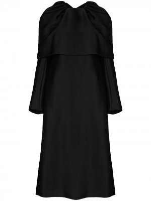 Платье миди со съемным кейпом GIA STUDIOS. Цвет: черный