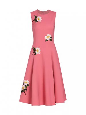 Платье миди без рукавов с нитками Camellia Oscar De La Renta, цвет dark rose Renta