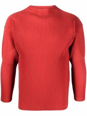 Плиссированная футболка с длинными рукавами Homme Plissé Issey Miyake. Цвет: красный
